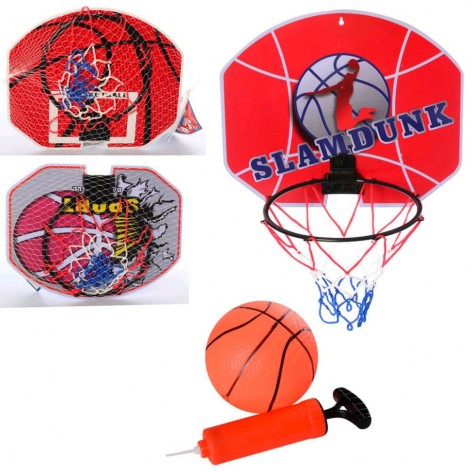 Баскетбольне кільце дитяче пластикове, 21,5 см, сітка, щит, м'яч, 3 види, 35*29*2 см