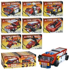Конструктор пожарный транспорт, от 90дет, (8видов) /12/96/8шт в кор. 39-14,5-17,5см