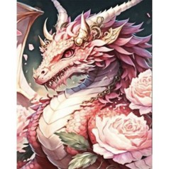 Набор для творчества алмазная картина Цветочный дракон Strateg размером 40х50 см (SK85978)