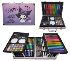 Набір для малювання 145 предметів Зайчик Kuromi в алюмінієвій валізі 34,5*23*9см 145-A