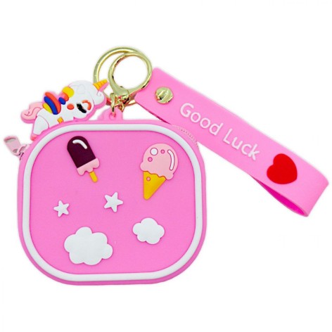 Гаманець силіконовий 8 см, розовий