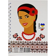 Блокнот А6 (100*138мм), 40л, клетка, обложка картон на спирали 