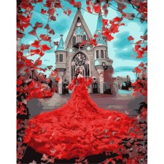 Картина по номерам 0138 ОРТ Платье в алых лепестках 40*50