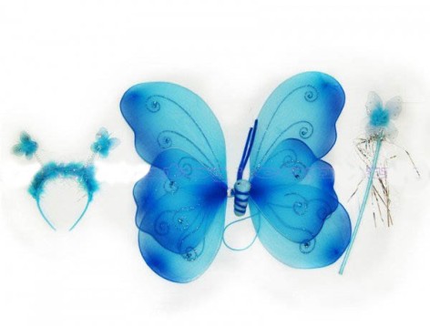 Карнавальний набір Крила метелика двошарові з тільцем 40х45 см, обруч, паличка (колір мікс)