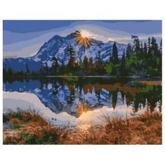 Картина по номерам VA-0311 "Гори біля озера", розміром 40х50 см