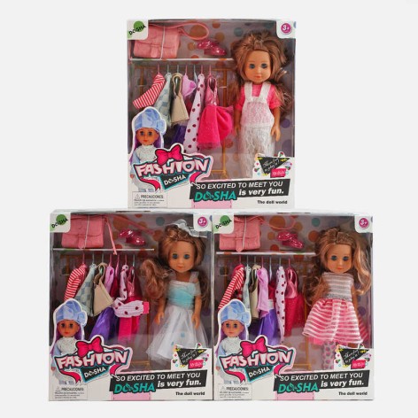 Лялька 3 види, тримач для одягу, гардероб, туфлі, сумочка, висота 32 см, в кор, мікс видів 