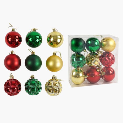 Новорічні прикраси кульки, 9 штук, D = 6 см, у слюді 