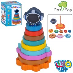 Дерев'яна іграшка Пiрамiдка Космічна пірамідка, 15,5см, кільця 8шт, в кор-ці, 10-13-9,5см /30/