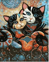 Набір для розпису по номерах Вітажні котики Strateg розміром 30х40 см (SS6791)