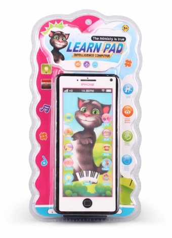 Телефон интерактивный, сенсорные кнопки, озвучивание на английском языке, цифры, звуки животных