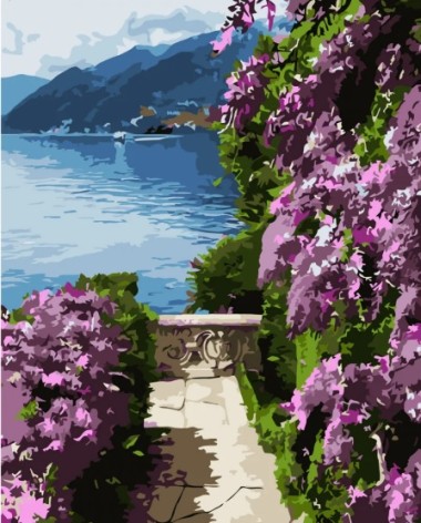 Набір для розпису по номерах Лазурний беріг в горах Strateg розміром 30х40 см (SS-6610)