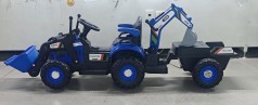 Трактор M 6027EBLR-4 (1шт) з причепом, р/к 2,4G, бульдозер, 2мотор25W, 1акум12V7AH, USB, MP3, BLUETOOTH, TF, EVA, шкіра, музика, синій