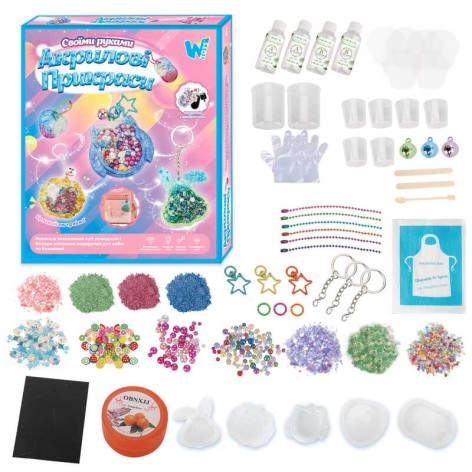 Акрилові прикраси WToys, 3 види, епоксидний клей, активатор, силіконові молди, прикраси, ланцюжки, в кор, мікс видів 