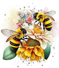 Набір для творчості алмазна картина Бджоли на соняшнику Strateg розміром 30х40 см (HEG88127)