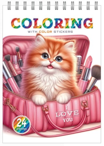 Розмальовка з наліпками 148 х 210 мм,100г,12 аркушів, друк 4+4.Спіраль диз:24216