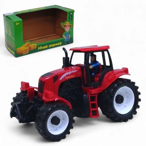 Трактор "Юний фермер" інерційний, світло, звук, червоний
