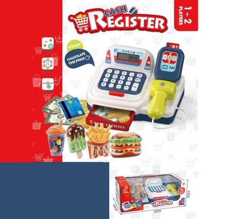 Кассовый аппарат функциональный калькулятор, платежный терминал, сканер, звук, подсветка, выдвижной ящик, деньги, карты, макеты фаст-фуда и напитков, в кор. 