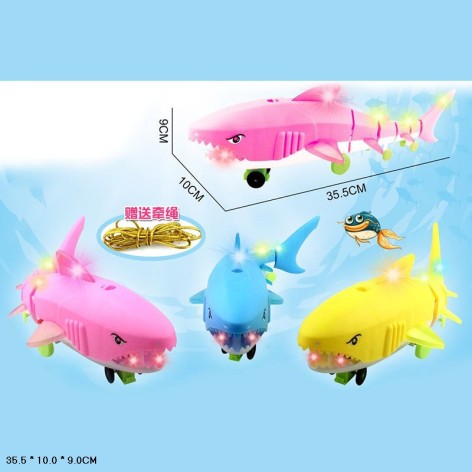 Іграшкова тварина на коліщатках 3 кольори, Акула, що світиться 35,5*10*9 см