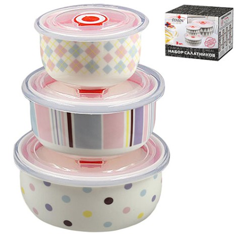 Салатники з кришками 3пр/наб 300/450/1000мл MC2703 