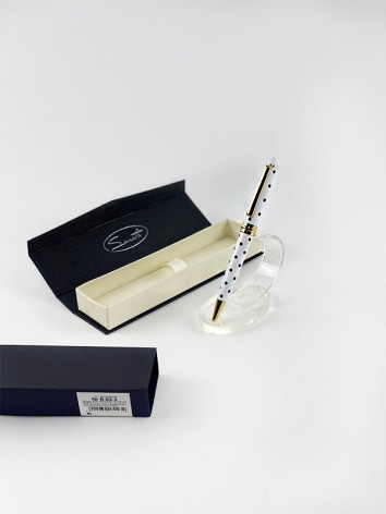 Шариковая ручка в горох белая Sonata в футляре (1*100)