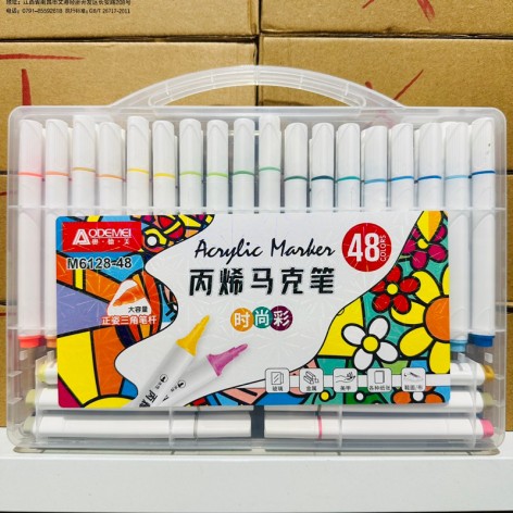 Набор акрил. скетчмаркеров Aodemei треугольн. корп., 48шт., plastic box