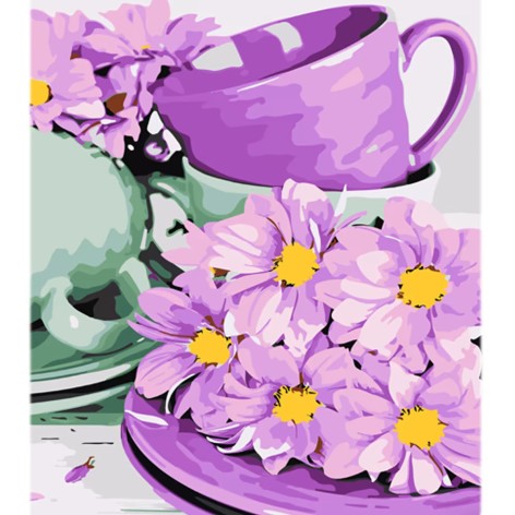 Набір для розпису за номерами Квітковий напій Strateg розміром 30х40 см (LY27)