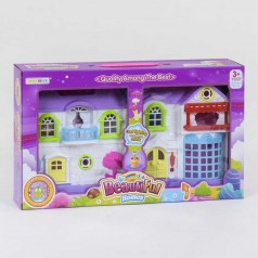 Домик кукольный 2 этажа, 2 фигурки персонажей, питомец, свет, звук, на батарейках, в коробке
