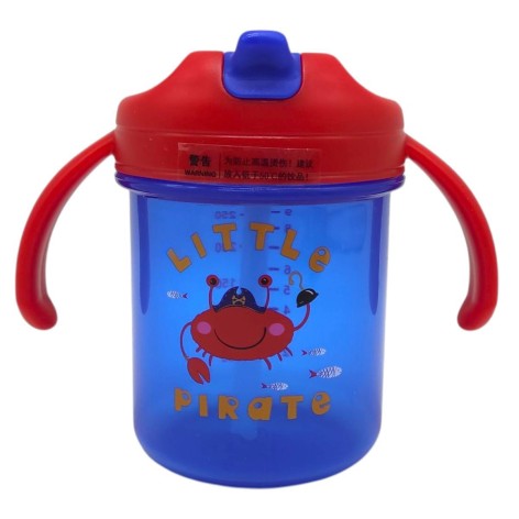 Дитячий поїльник з трубочкою, 280 мл (СИНЯ-ЧЕРВОНІ РУЧКИ)