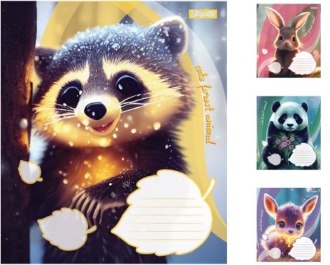 Тетрадь А5/12 кл. 1В Cute forest animal, тетрадь учащихся. 25 шт. в уп. //