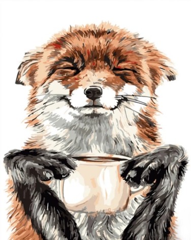 Набор для росписи по номерам Лисичка и чашечка Strateg размером 30х40 см (SS6795)