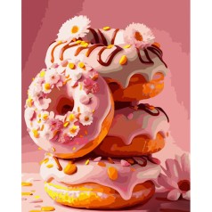 Набор для росписи по номерам Сладкие розовые пончики Strateg размером 40х50 см (GS916)