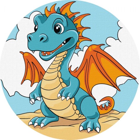 Картина по номерам (круглая) "Прогулка дракончика" d19 см ??