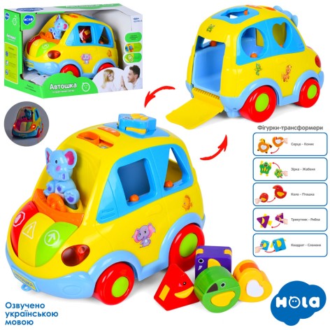 Гра Автошка,21см, навч(кол,фігурі), муз-звук(укр), сортер, їздити, світло, на бат-ці, в кор-ці, 26-17-17,5см 