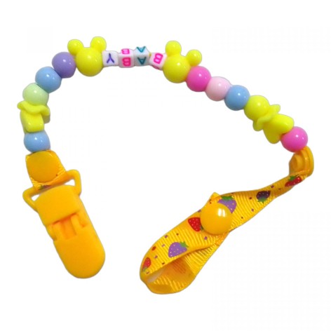 Кліпса для пустушки з фігурками помаранчева