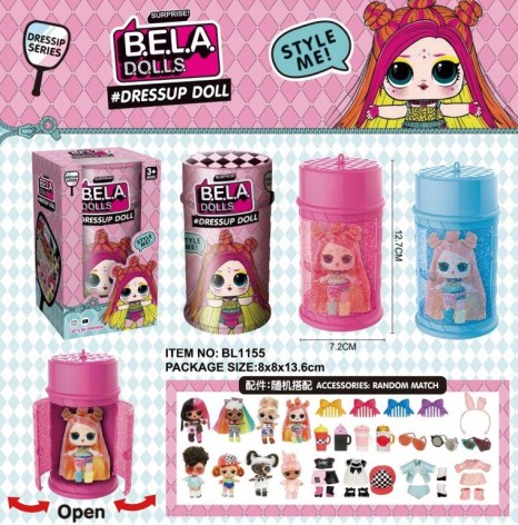 Герої Bela Dolls мають різнокольорове волосся, капсула 13,5 см у вигляді лаку для волосся, в коробці 8*8*13,5 см
