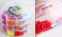 УЦЕНКА 30% Н-р для плетін.-гумочки 1500шт.в кор."Яблуко"-3відділ.+інстр-ти+гачки (1*60)