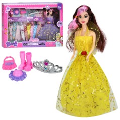 Лялька з вбранням 27см, плаття, корона, сумка, взуття, мікс видів, в кор-ці, 46-33-6см 