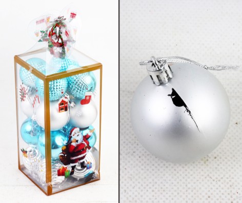 УЦЕНКА 50% Новорічні прикраси 16 штук, кульки, D=5 см, у слюді 