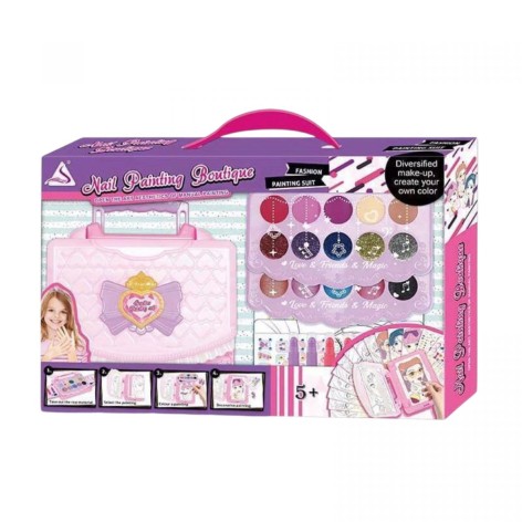 Косметика, глітери, аплікатори, наклейки, помада, сумочка в коробці