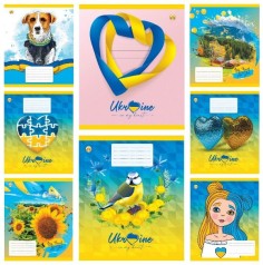 Тетрадь 12 л.косая линия Твердая 43105 Микс 5 УКРАИНА, 25 шт. в уп. /600/, 8к.