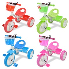 Триколісний велосипед колеса 10'' та 8'', два кошика, дзвіночок, 4 кольори /6/