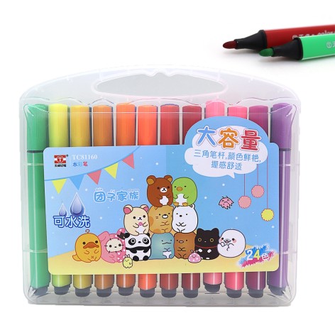 Набір фломастерів TY трикутний. 24шт. пластикова валіза з ручкою 1шт/етик.