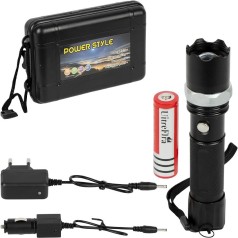 Ліхтарик ручний LED акумуляторний 15х3см, із зумом, метал 807(86307)