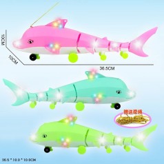 Іграшкова тварина на коліщатках 3 кольори, Дельфін, що світиться 35,5*10*9 см