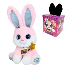 Интерактивная игрушка Магическое зайчонок, сидячий, ушки подсвечиваются, песни на английском, воспроизводит мелодии, реагирует на прикосновение палочки к носу, в коробке, (РОЗОВЫЙ)