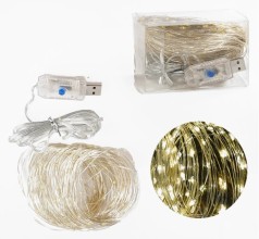Гирлянда 20.2 метра светодиодный желтый свет от usb 8 режимов C61486-50Y