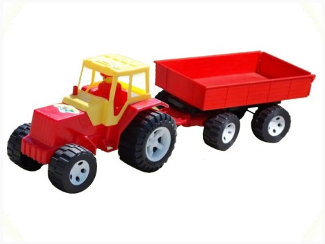Трактор игрушечный без ковша с прицепом Бамсик.