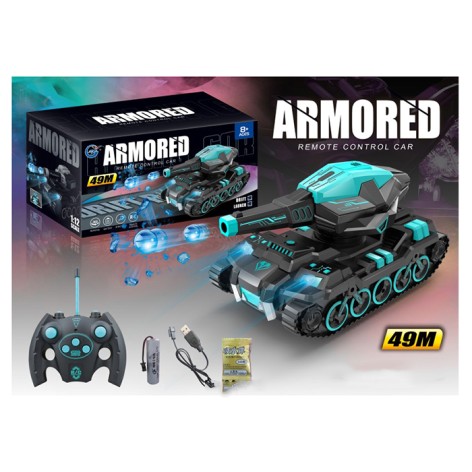 Р/К танк, акум, 27см, 1:12, стріляє водяними кулями, світло, гумові колеса, USBзарядне, в кор-ці, 29,5-16,5-15,5см 