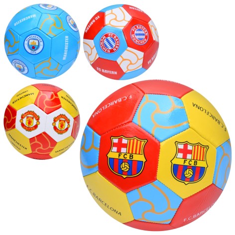 Мяч футбольный размер 5, ПВХ 1,6мм, 260-280г, 4 вида(клубы), в п/е 