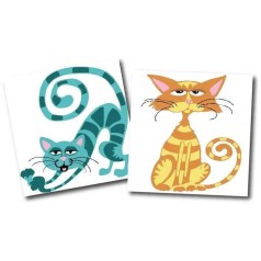 Картины по номерам (набор 2шт) 15*15см Забавные котики